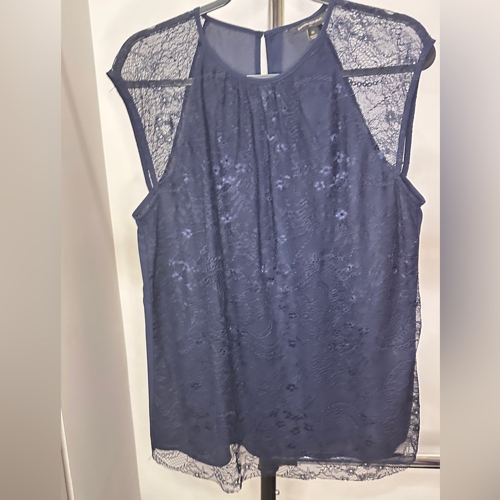 Banana Republic Blue Blouse with Lace Overlay